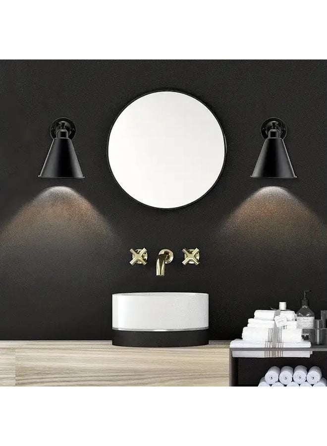 Black Industrial Wall Sconces Set Of Two 240 Degree Adjustable Arm Swing Lamp For Bedroom Bathroom - Image 4